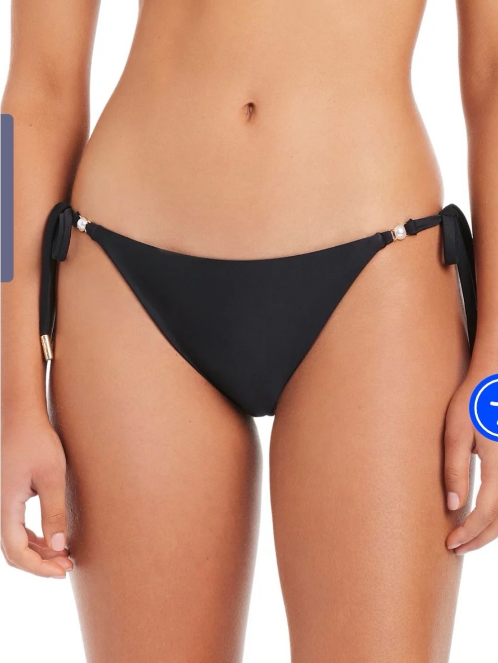 Red Carter Black Tie-Side Bikini Bottom